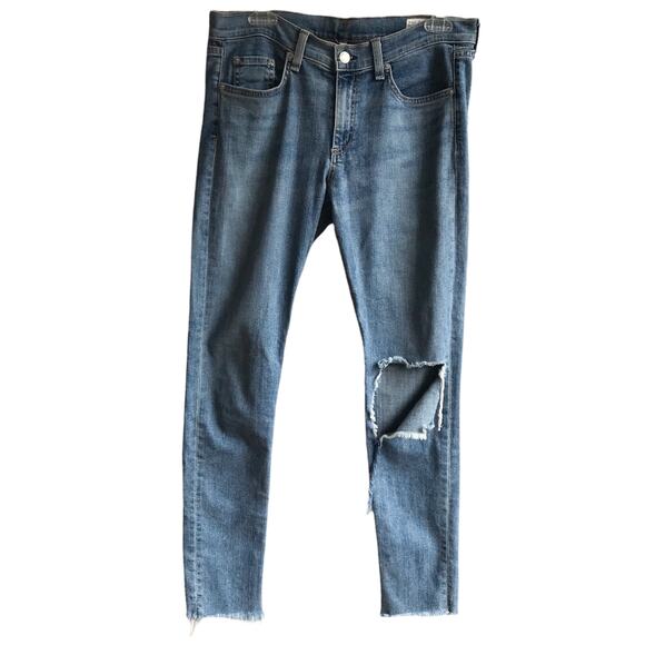 Rag & Bone Distressed Skinny Jeans Midland Raw Frayed Hem Destroyed Denim 30 - Picture 4 of 16